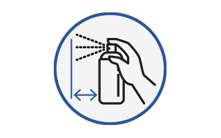 Ein Icon einer spühenden Sprayflasche zur Umgebungsbehandlung bei Parasiten.