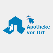 Das blaue Apotheken-Logo, um Frontline in der Apotheke vor Ort vorzubestellen.