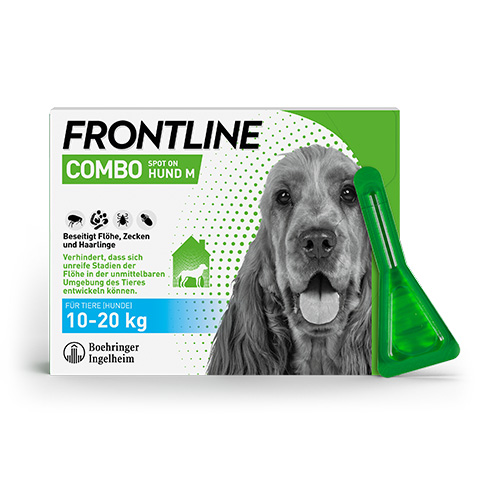 Die Produktabbildung von Frontline Combo für Hunde von 10 bis 20 kg.