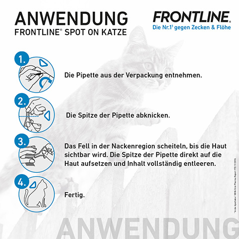 Regeln zur Anwendung von Frontline Katze.