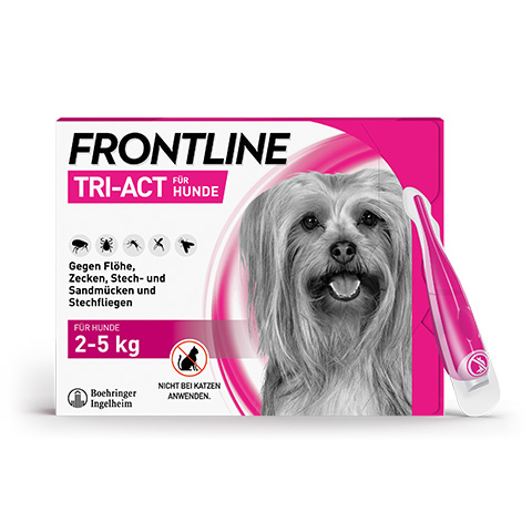 Die Produktabbildung von Frontline Tri-Act für Hunde von 2 bis 5 kg.